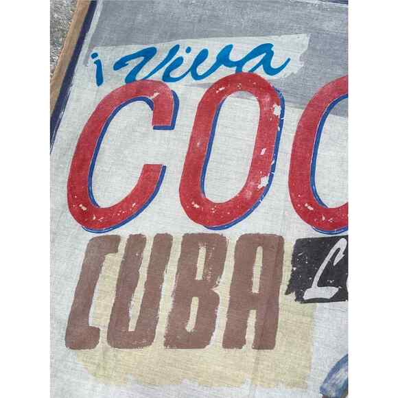 Chanel 17C Coco Cuba CC Beige Graffiti Cotton Bandana Handkerchief Scarf Wrap - Picture 6 of 11